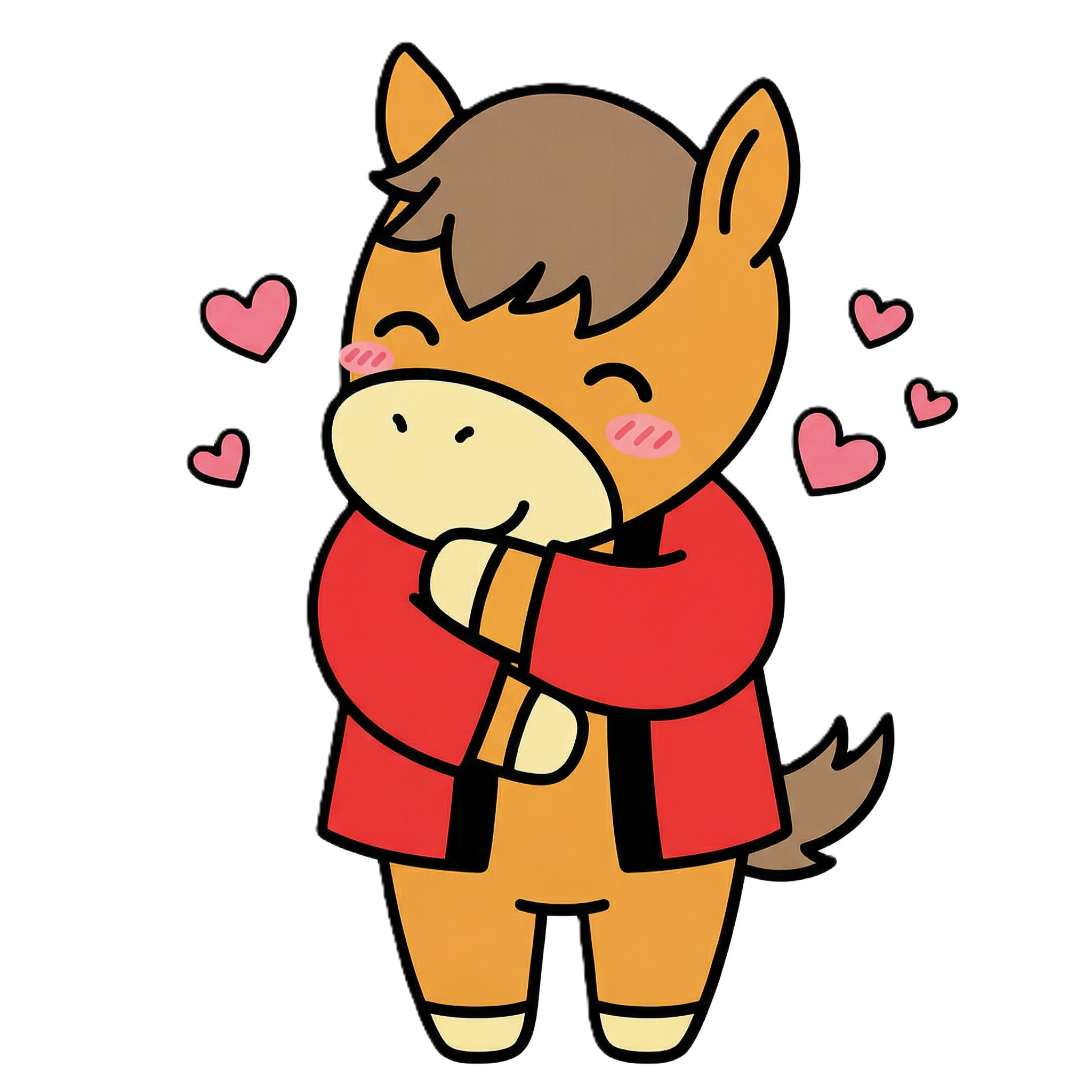 ハートに囲まれたうれしそうなうまぽん